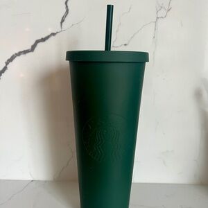 Matte dark green Starbucks tumbler